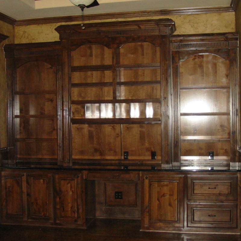 Custom Dark Wood Built-In Cabinets